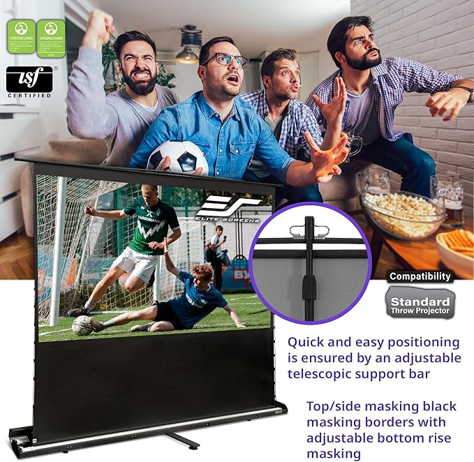 Elite Screens ezCinema Tab-Tension CineGrey 4D, 121-inch 16:9, Manual Floor - Image 4