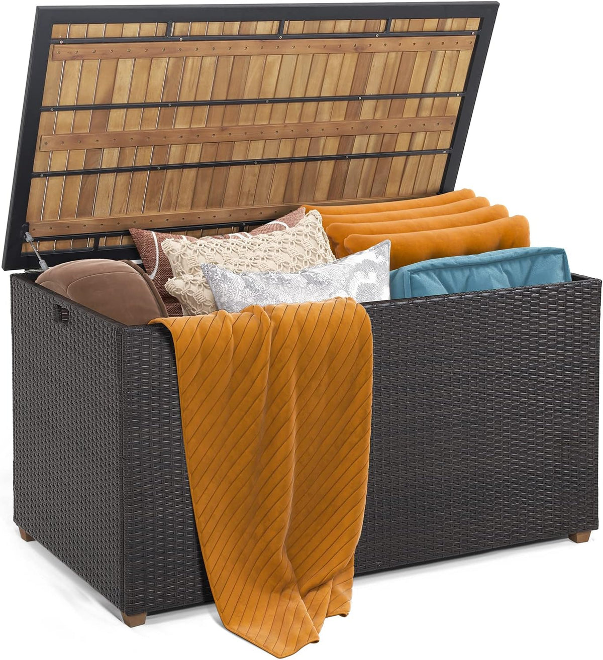 tangkula 134 gallon outdoor storage box, wicker patio, main product view