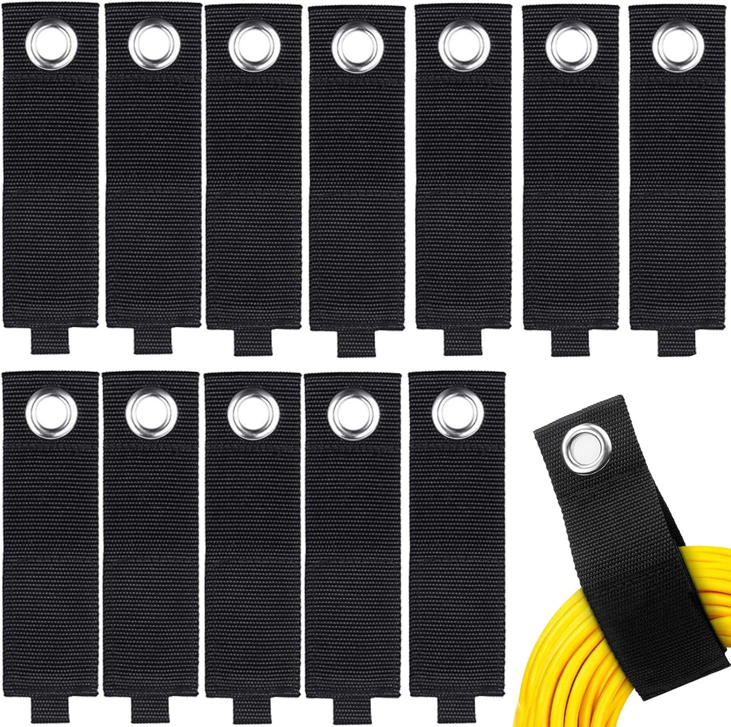 Zkptops 12Pcs Extension Cord Holder Organizer 13 in Heavy Duty Cord Straps | Nylon Storage Strap with Metal Grommet,Wrap Hanger for Garage Organization, Holds 50lbs,Cable Hose Tool Rope Workshop,for Men