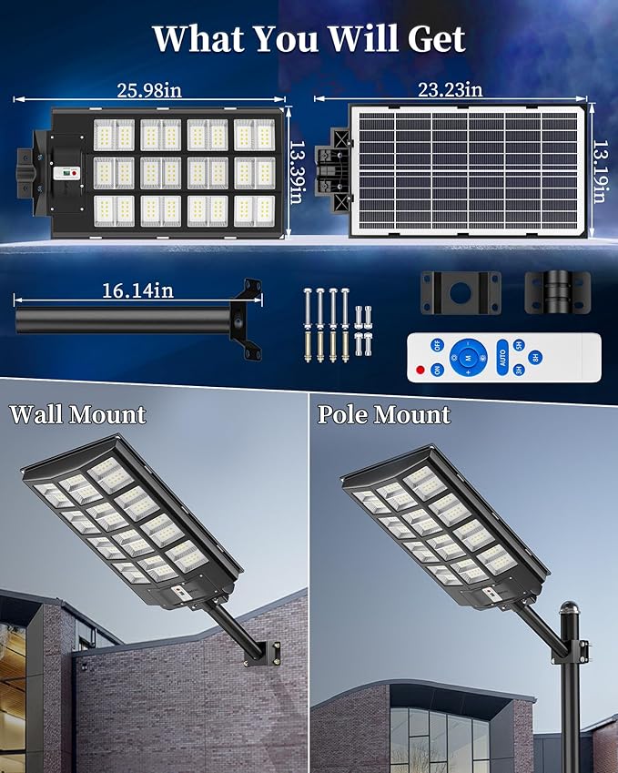 Gefolly SL-7000W Solar Street Light Outdoor 700000LM Wide Angle Commercial - Image 6