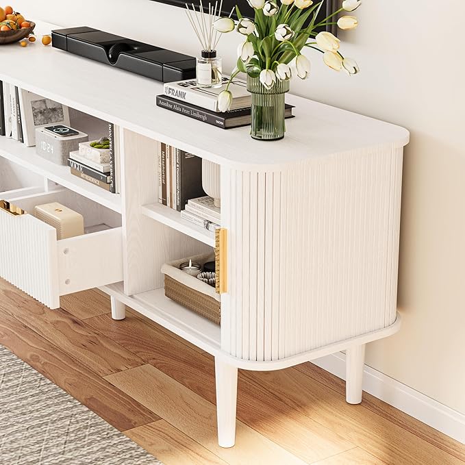 DAMCROP TV Stand 62.4 Inch Mid Century Modern Media Console Table - Image 5