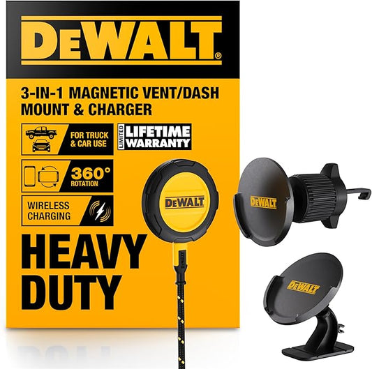 DEWALT Magnetic Phone Holder for Car Kit, Heavy Duty Wireless Charger, Vent by DEWALT