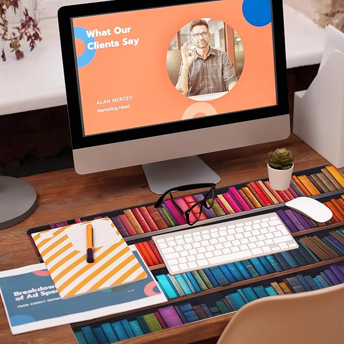 Eflxamz Large Gaming Mouse Pad for Desk, Bookshelves Full of Books Desk Mat - Image 5