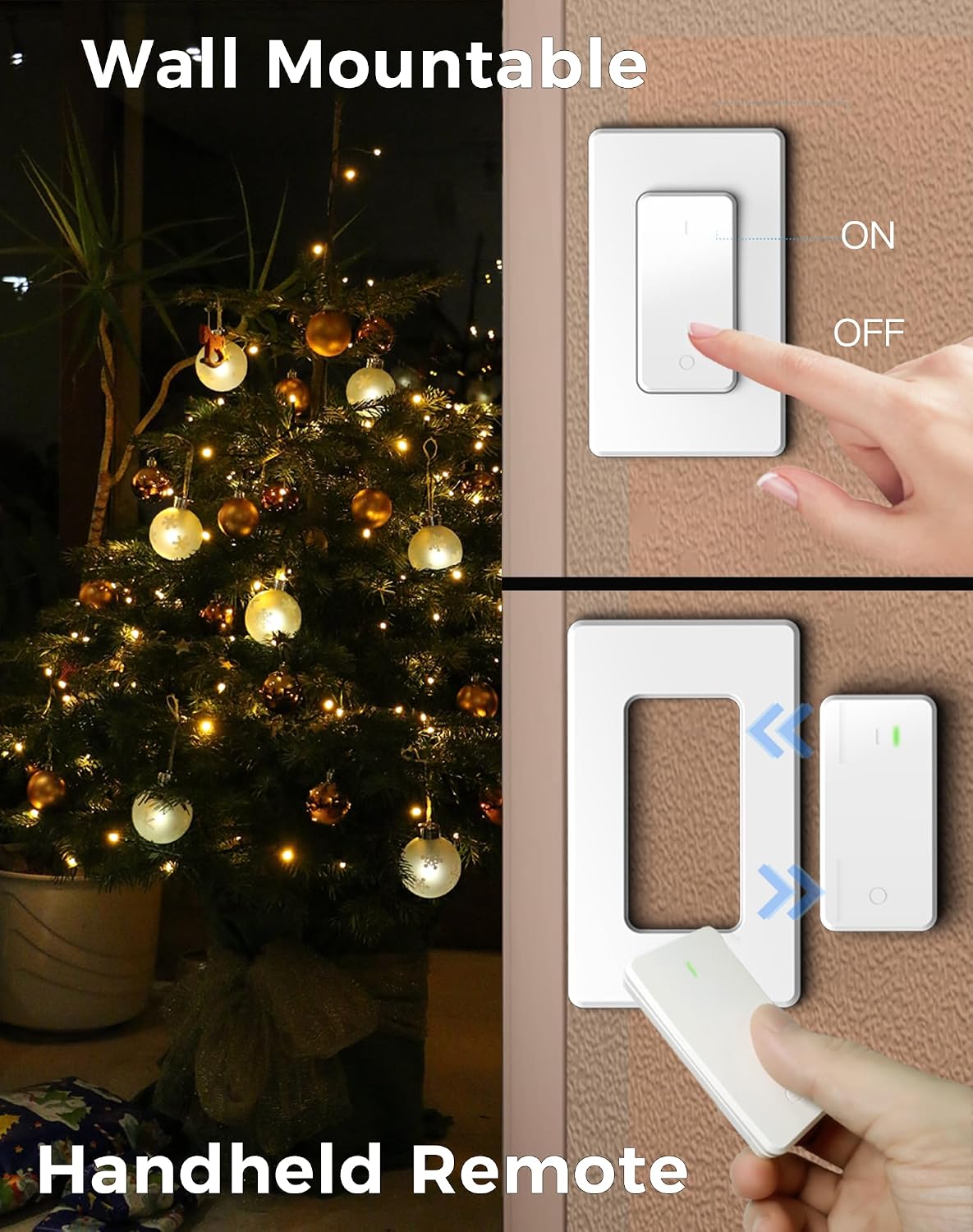 Remote Control Outlet Plug with Remote Switch, Long Range Wireless Light Switch for Lamps and Household Appliances, 15A/1875W, UL Listed, White