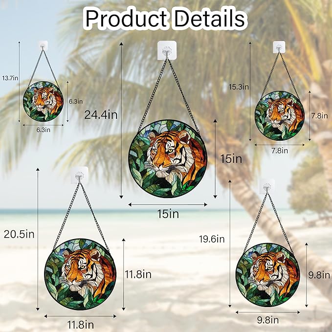AMDERVEN Stained Glass Window Hanging, Fierce Tiger Sun Catcher - Image 5