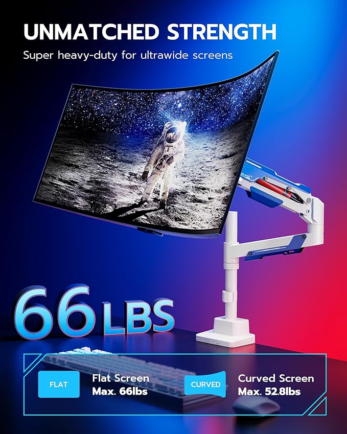 ARES WING CoreArm Single Monitor Mount, Ultrawide Monitor Arm - Image 2