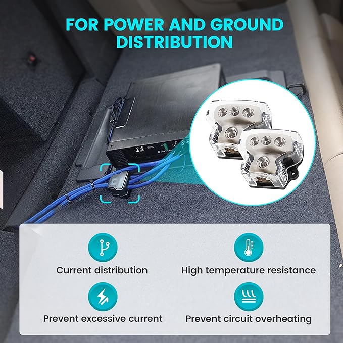 NuIth 2PCS 3 Way Zine-Alloy Power Distribution Block, 0/2/4 Gauge in 4/8 Gauge - Image 6