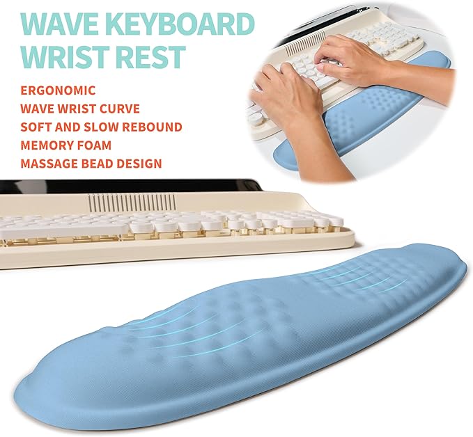 KUOSGM 2-in-1 Ergonomic Set, Wave Rise Keyboard Wrist Rest and Massage Bulge - Image 2