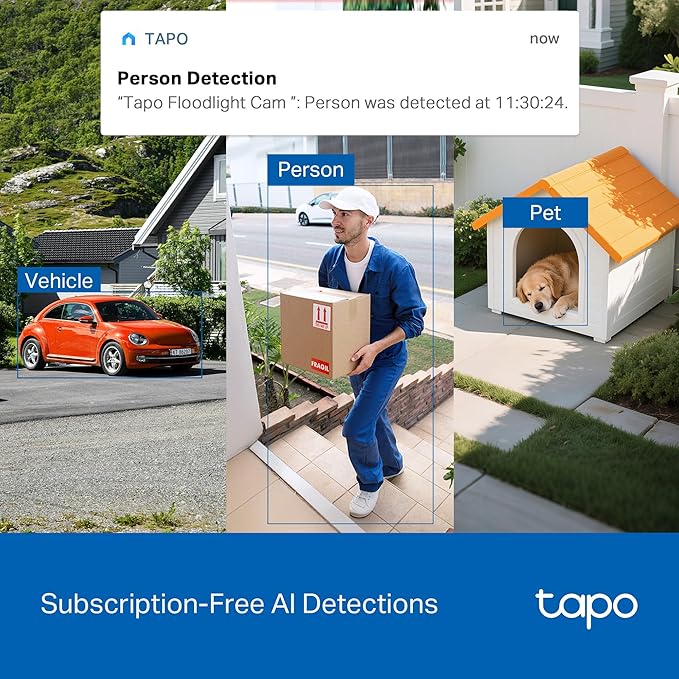 Tapo 2K Dimmable Floodlight Security Camera Outdoor Wireless w/Solar Panel - Image 9