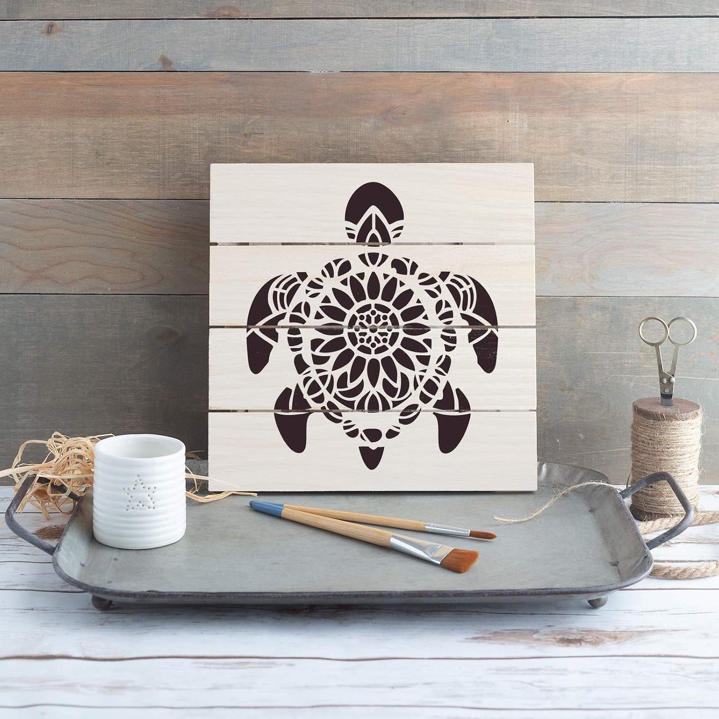 Mandala Turtle Stencil - Fish Stencil, Drawing Stencils, Large Stencil, Plastic Stencils, Stencils for Wood