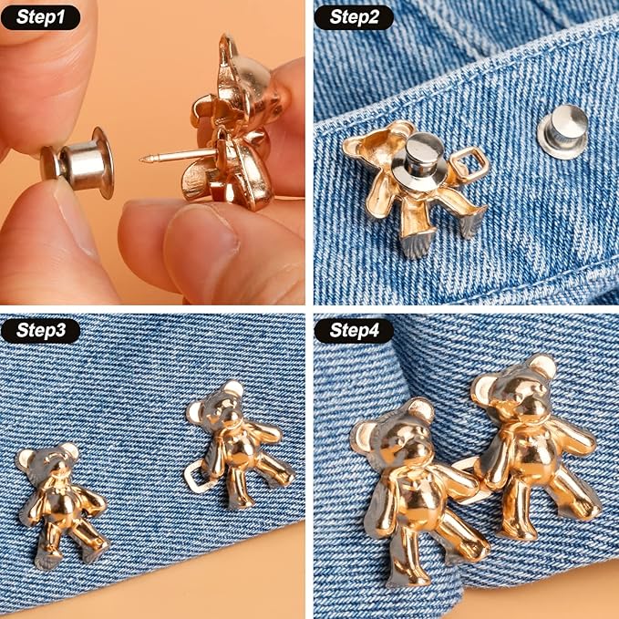 TOOVREN Cute Bear Button Pins for Loose Jeans - Image 7