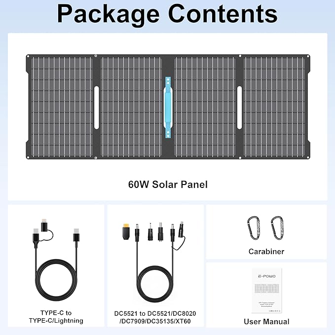 E-POWO 60W Portable Solar Panels Chargers - Image 8