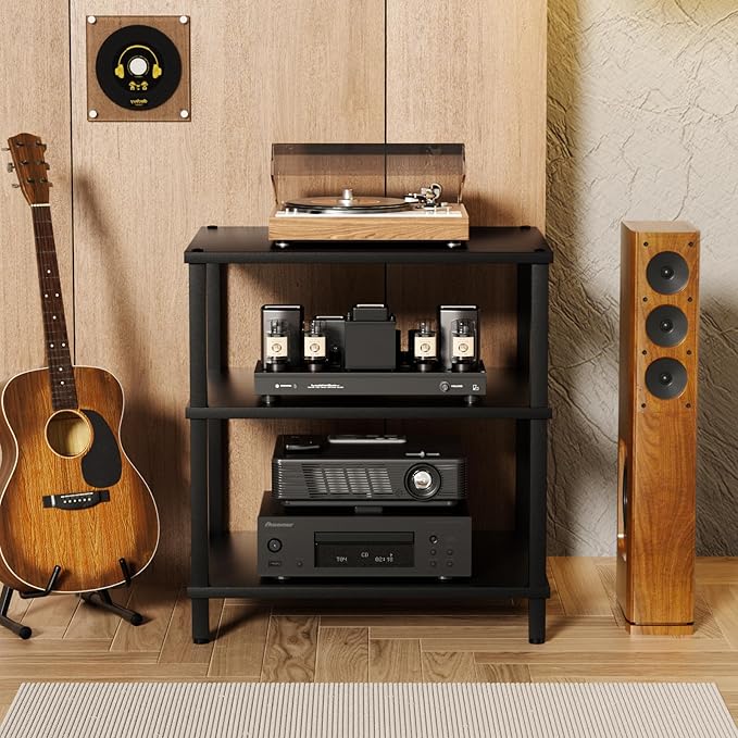LELELINKY 3-Tier AV Media Player Stand Set of 2, Wooden TV Stand, Game Console - Image 8