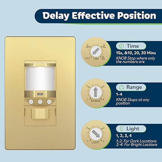 TOPGREENER Occupancy/Vacancy PIR Motion Sensor Light Switch, CDS Sensor - Image 2