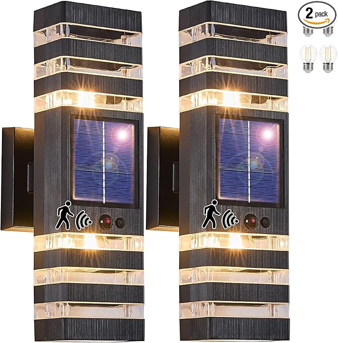 2 Pack Solar Outdoor Wall Lights by DELICAVYLIGHTING