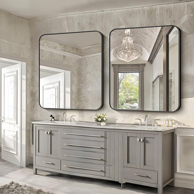 FORBATH Black Bathroom Mirror 40 x 48 Inch, Rectangular Vanity Mirror Wall - Image 3