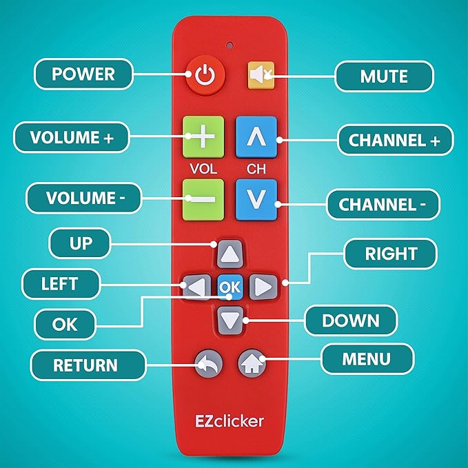 EZclicker Plus Big Button Universal TV Remote Simple Easy to Use, Works - Image 4