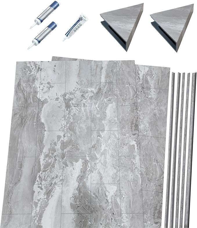 Palisade 78in x 36in x 36in Waterproof Vinyl Corner Shower Surround Kit - Image 2