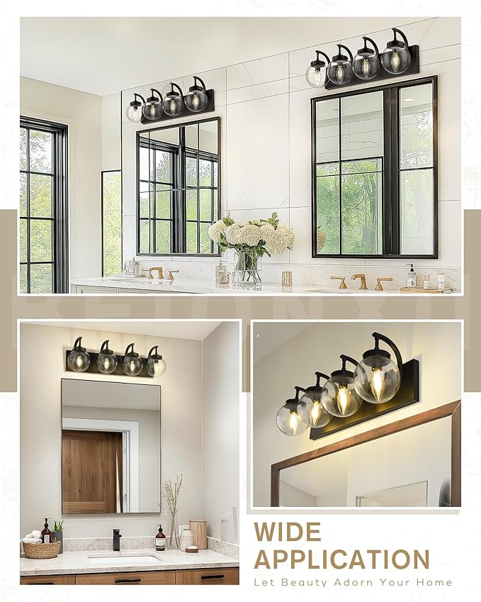 Beionxii 4-Light Bathroom Light Fixtures, Modern Vanity Lighting Fixtures Over - Image 7
