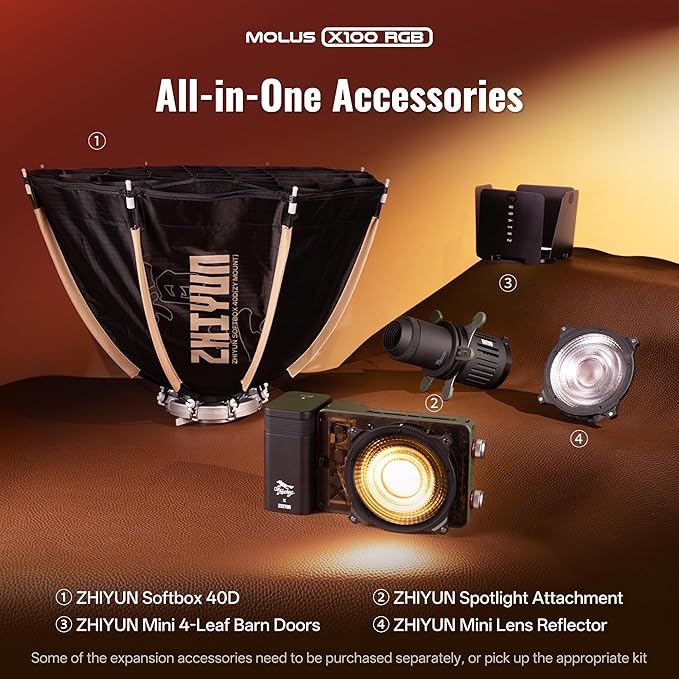 ZHIYUN MOLUS X100 RGB PRO 100W Video Light V2 Upgraded Version Professional - Image 6