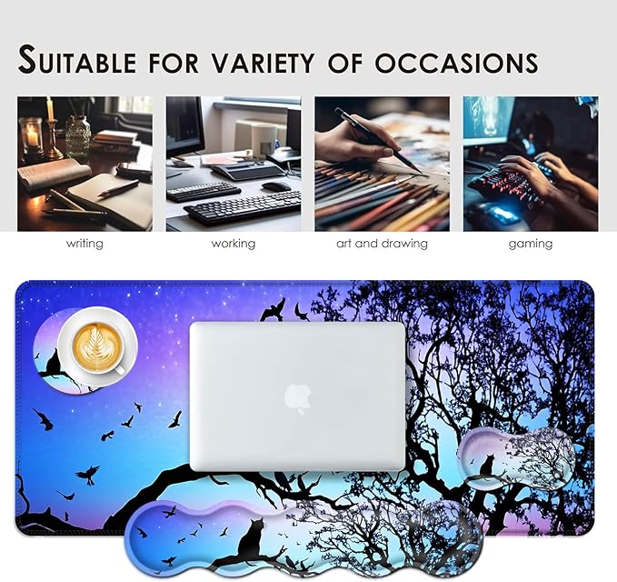 BFUKVOU Large Keyboard Mouse Pad Set, Extended Mouse Pad+Keyboard Wrist Rest - Image 7