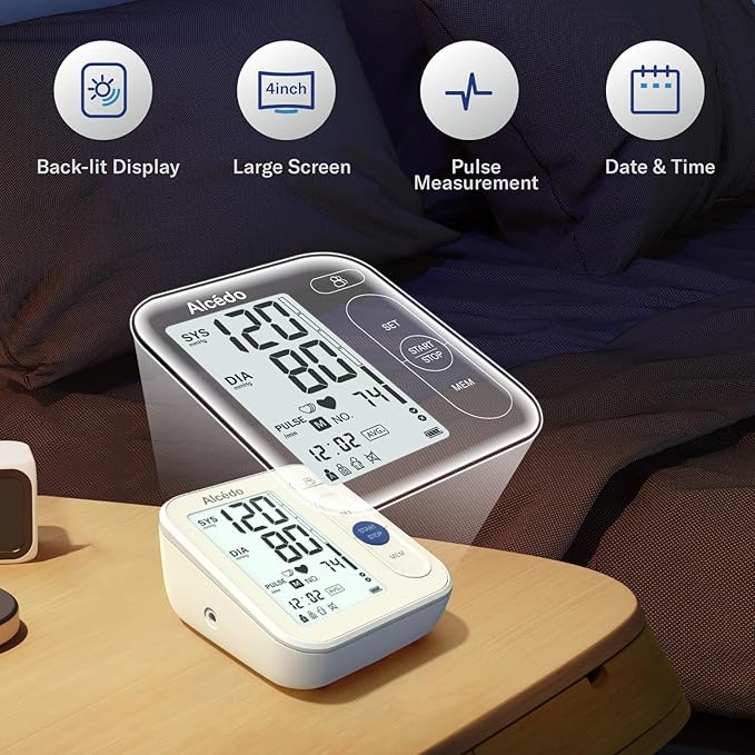 Alcedo Blood Pressure Monitor for Home Use, Automatic Digital BP Machine - Image 4