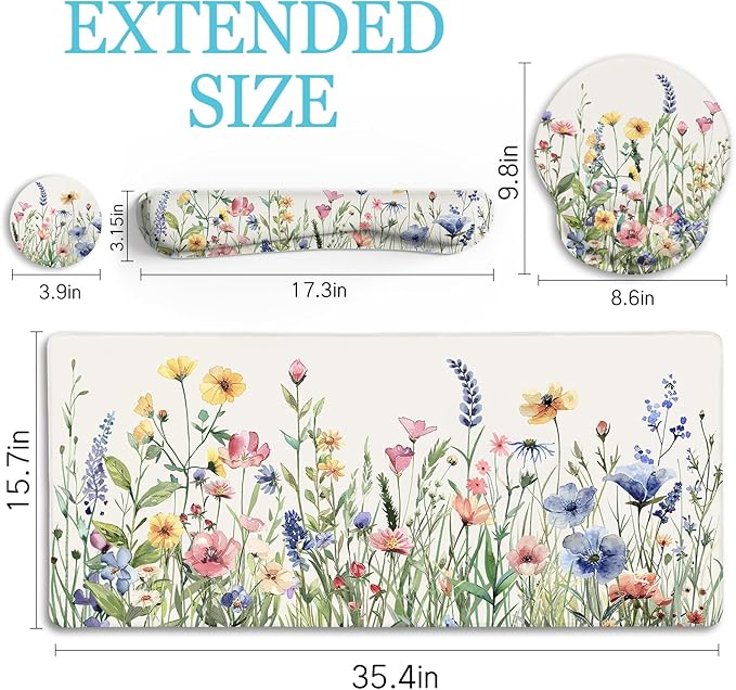 LIMKRIAN Flower Mouse Pad Set Large Desk Matt - Image 6