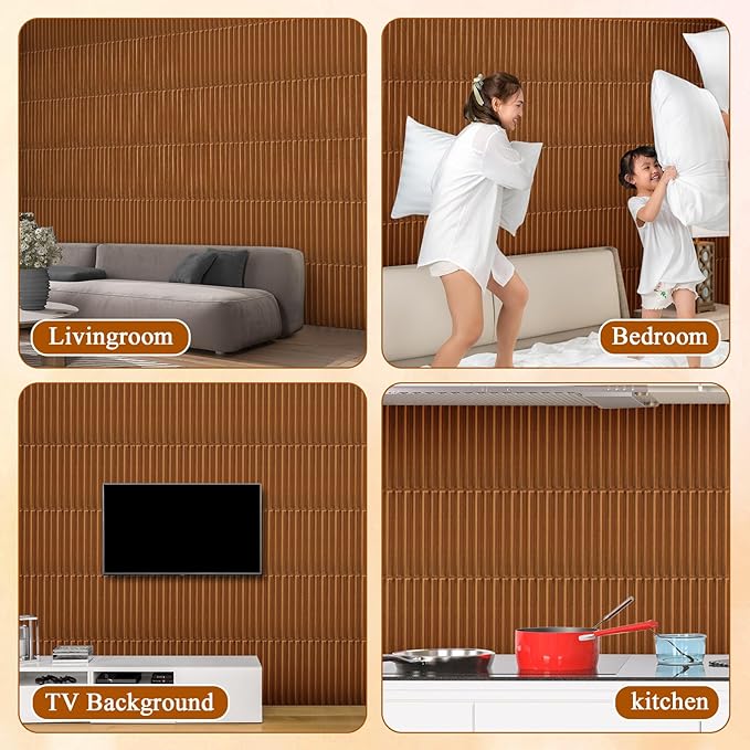 Nuanchu 32 Pcs 3D Slat Wall Panels 12 x 12 Inch PVC Fluted Textured Panel - Image 7