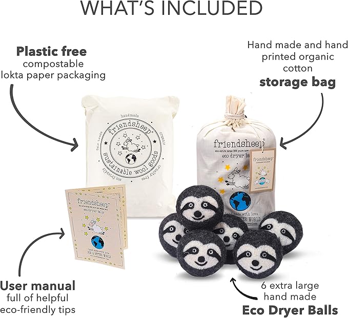 Friendsheep Wool Dryer Balls, Organic Reusable Fabric Softener Alternative - Image 4