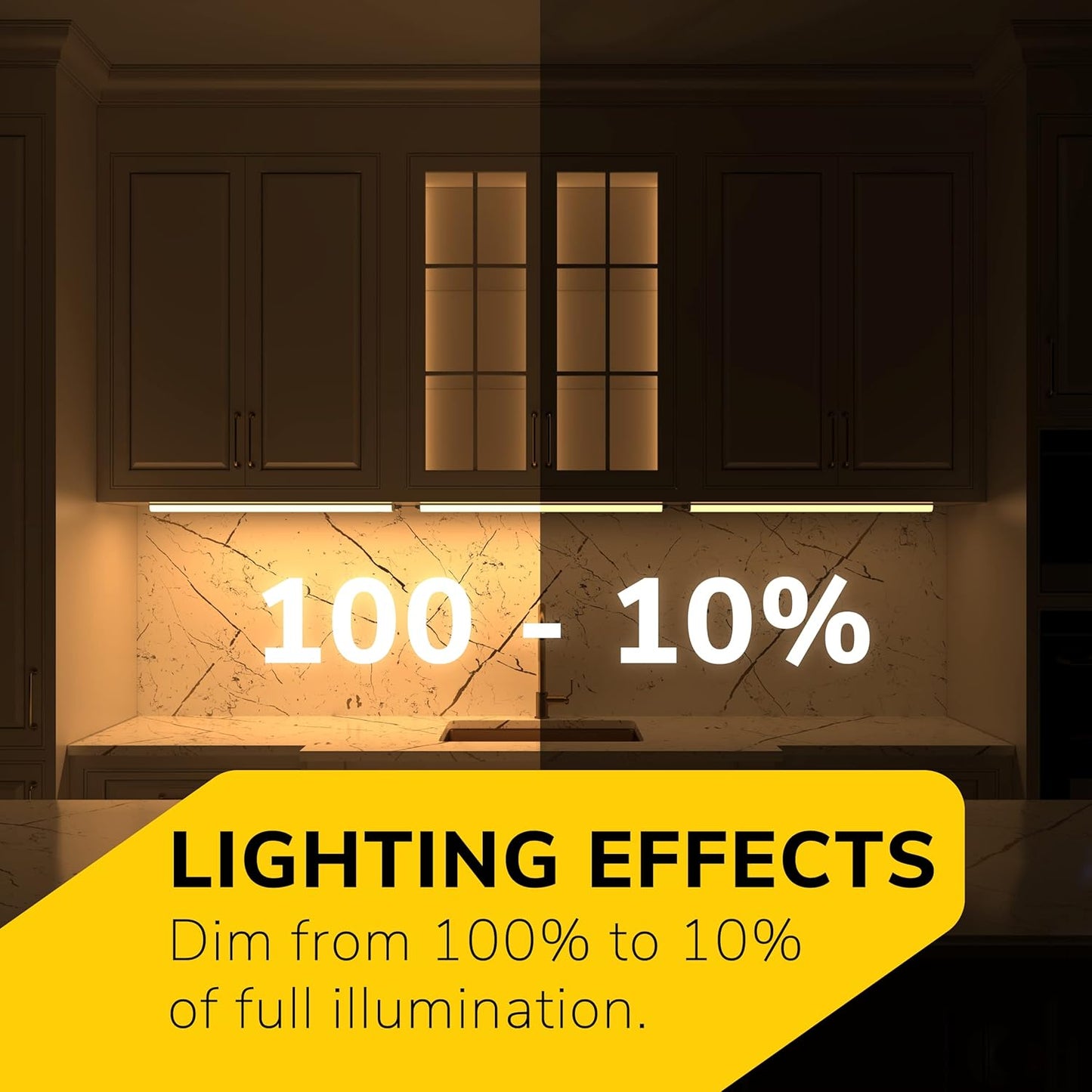GETINLIGHT Dimmable Hardwired Only 3 Color Under Cabinet LED Lights, 24-inch, Soft White(3000K), Bright White(4000K), Daylight White(5000K), Matte White Finished, ETL Listed, IN-0201-13-WH-345K