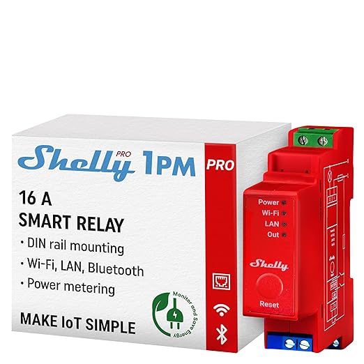Shelly Pro 1PM | Wi-Fi & LAN, 1-Channel Smart Relay Switch by Shelly
