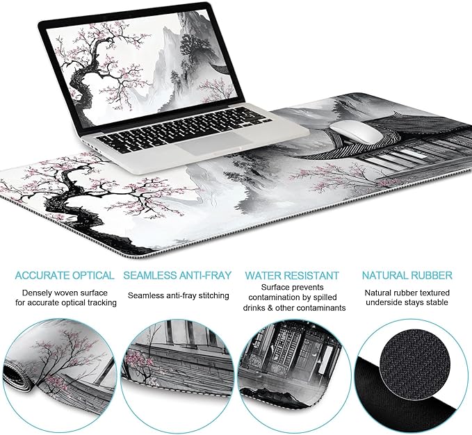 LIMKRIAN Japanese Ergonomic Mouse Pad Large Desk Mat Set, XXL Anime Mousepad - Image 4