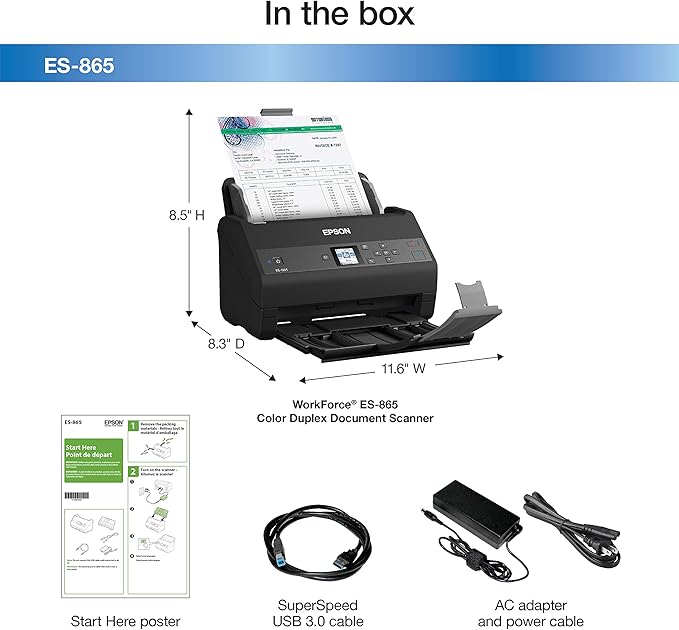 Epson Workforce ES-865 High Speed Color Duplex Document Scanner - Image 9