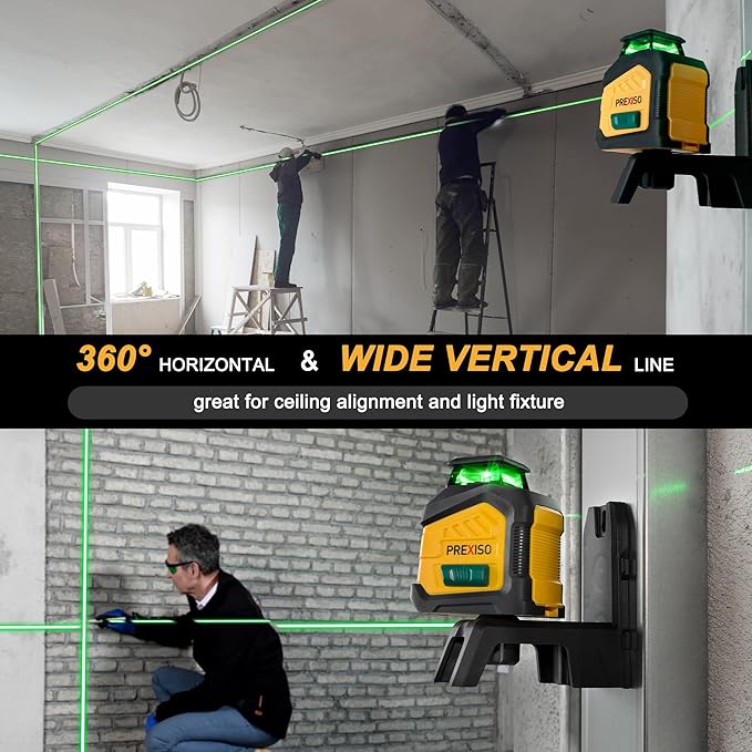PREXISO 360° Laser Level with Tripod, 100Ft Dual Power Self Leveling Cross Line - Image 8