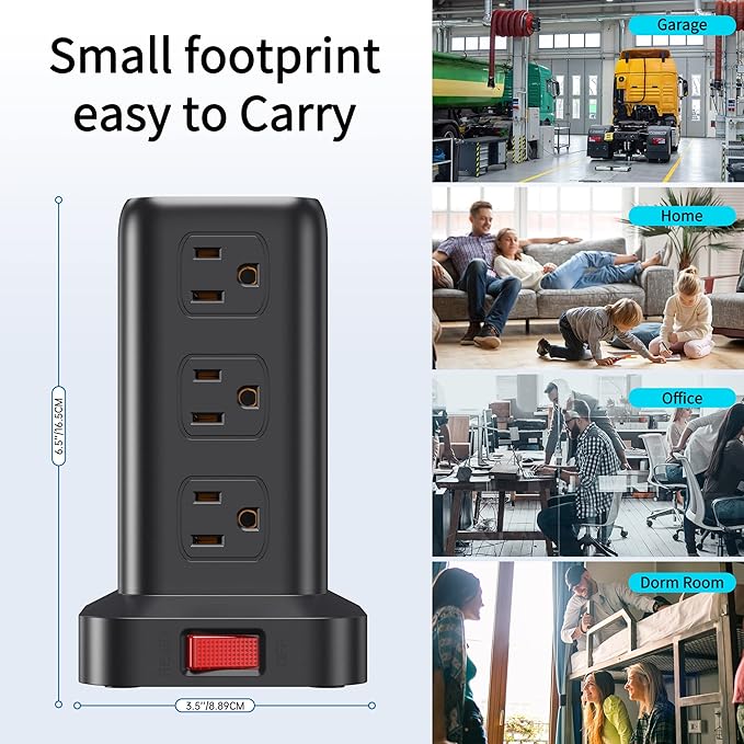 Extension Cord with Multiple Outlets, Surge Protector Power Strip Tower - Image 7