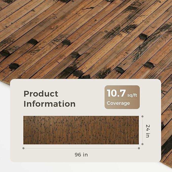 OUZUGIE 1 Pack 96x24 Inch Natural Bamboo Wall Panel – Brown Burned Pole Wrap - Image 2