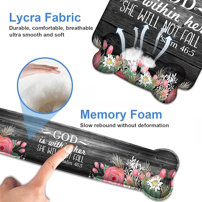 Wrist Rest Support Ergonomic Gel Mouse Pad & Memory Foam Keyboard Set, Non-Slip - Image 6