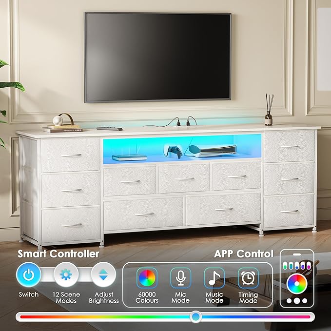 Huuger 63 Inch TV Stand for 65, 70 Inch TV, 11 Drawer Long Dresser - Image 4