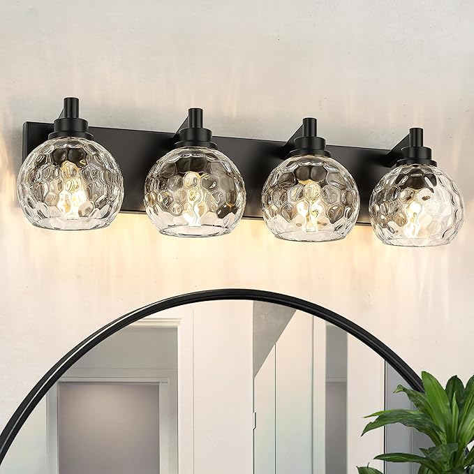 METWET Bathroom Light Fixtures Over Mirror, 4-Light Modern Sconces Wall Lighting by Metwet