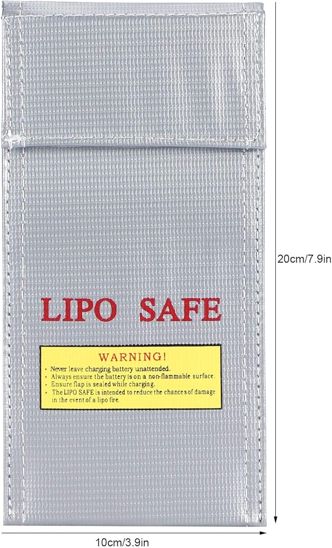 Fdit Lithium-Ion Battery Safe Bag, Fireproof Explosion-Proof Storage Bag 10x20cm - Image 3