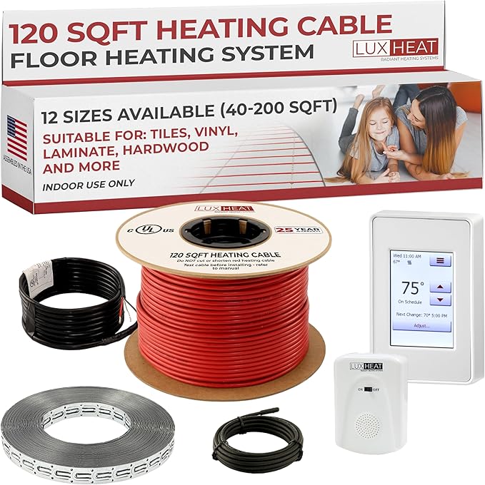 LuxHeat 120sqft Floor Heating Cable Kit - 240v Electric Heated Floor System - by LuxHeat