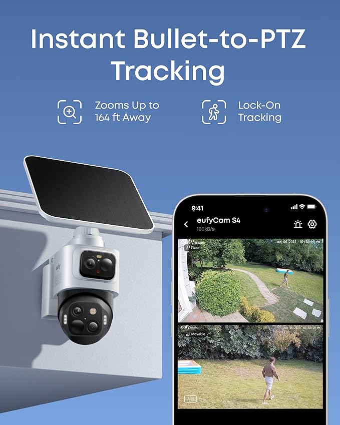 eufy Security eufyCam S4, 4K Solar Camera Wireless Outdoor, Triple Lens - Image 4