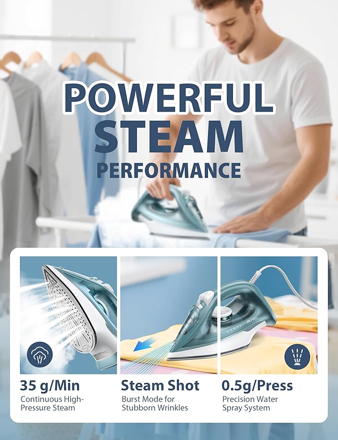 Steam Iron for Clothes - 1500W Iron - Image 3