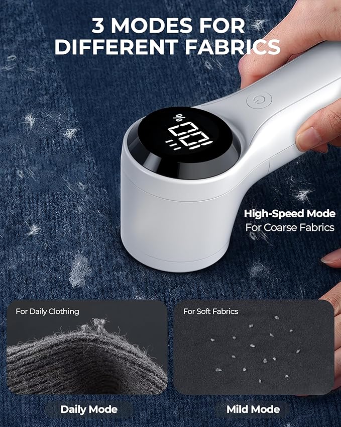 FrSara Fabric Shaver, Rechargeable Lint Remover, 3-Speed Electic Lint Shaver - Image 3
