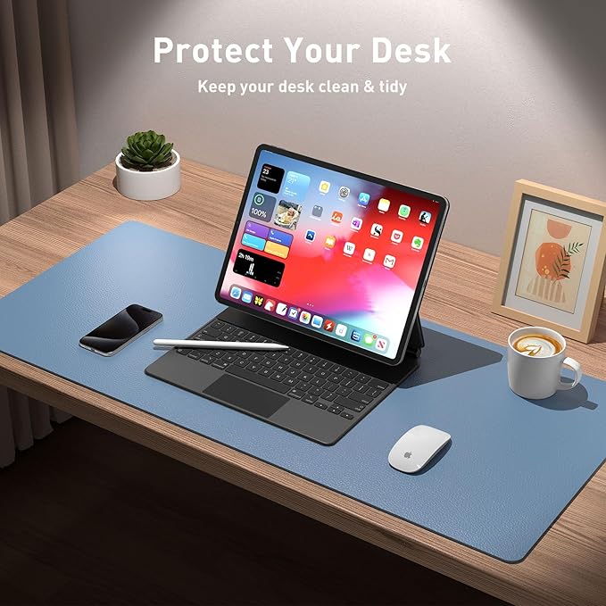 Aothia Leather Desk Pad Protector, Mouse Pad, Office Desk Mat, Non-Slip PU - Image 4