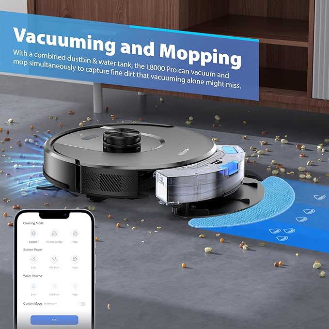 Tikom Robot Vacuum and Mop Combo, 6000Pa Automatic Robotic Vacuum Cleaner - Image 5