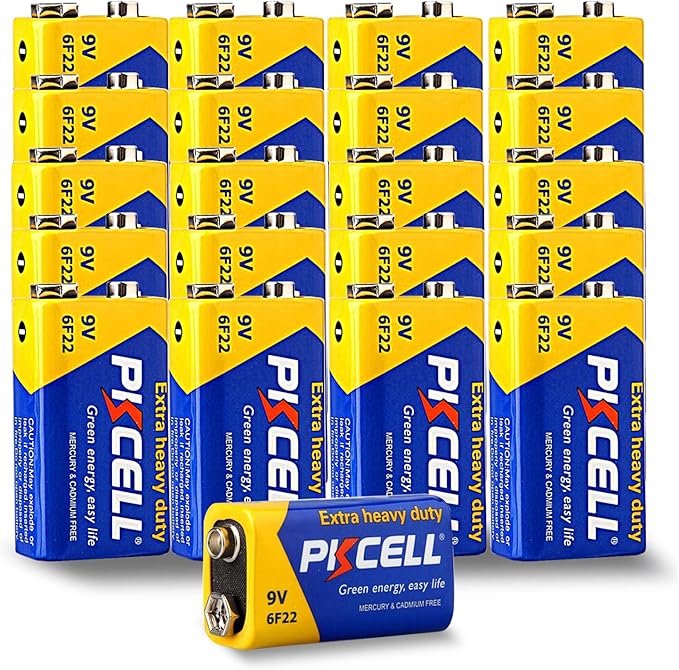 PKCELL 9V Batteries, 100 Pack 9 Volt Batteries Carbon Zinc, 9V Battery by Pkcell