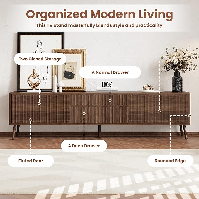 Merax Mid Century 70" TV Stand, Modern Entertainment Center - Image 5