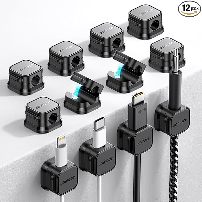 12 Pack Magnetic Cable Management Clips, Phone Electric Charging Cord Holder by JOYROOM