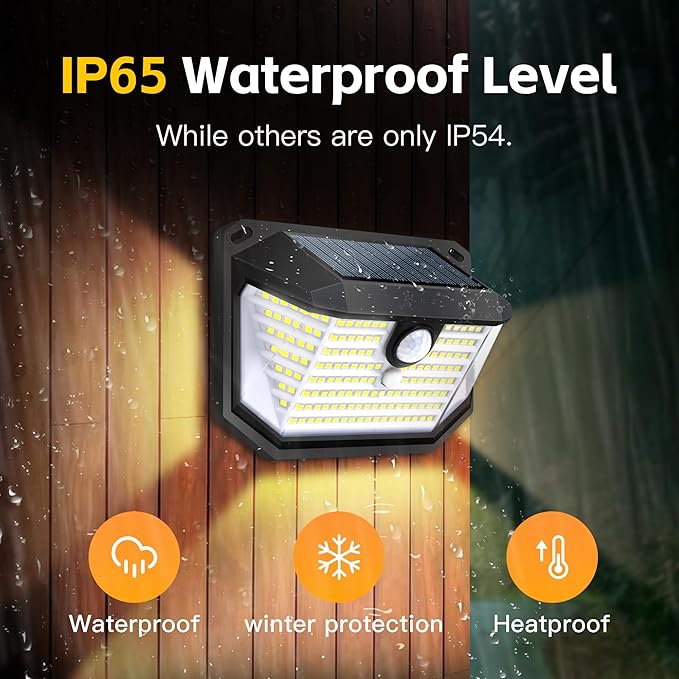 FAXBOX Solar Lights Outdoor Motion Sensor, 178 LED 300LM Waterproof IP65 - Image 3